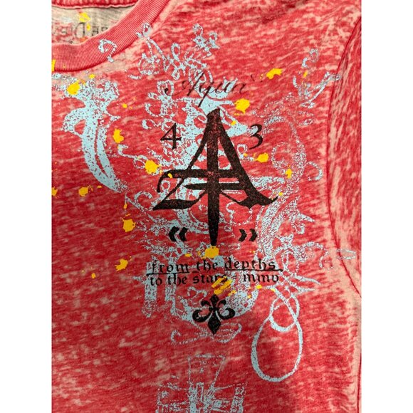 Mens Aqua VI Red Distressed Graphic Tee Medium Cotton/Poly Blend Carpe Diem Drag - Picture 5 of 5